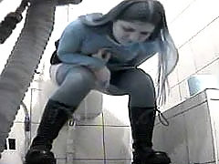 Alt babe hits spycammed loo and gets filmed peeing voyeur video #2