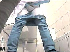 Pee fountains gushing in front of a toilet spy cam voyeur video #3