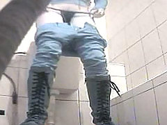 Anyone can fall victim to spy cam in public toilet voyeur video #1