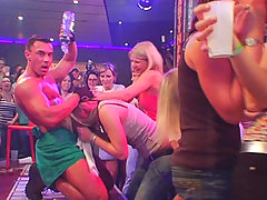 Cameras at CFNM stripper party catch real amateur chicks performing sexual favors for random naked stripper dudes voyeur video #1