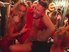 Over 80 chicks in a night club orgy party pig roast get drunk, start taking off their clothes then suck down some greasy pork-covered man sausage. voyeur video #1