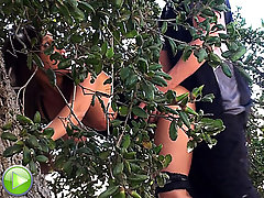 Chick in distress fucked in the bushes voyeur video #4