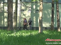 Pretty amateur girls lower their pants and public pissing right in these exciting video clips voyeur video #2