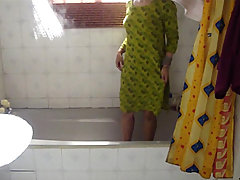 Sexy aunty  taking naked shower voyeur video #1