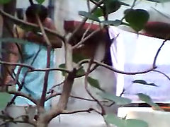 Desi wife taking shower in open air voyeur video #2