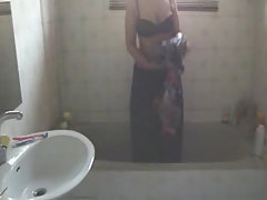 Indian girl meenal in shower soaping boobs voyeur video #1