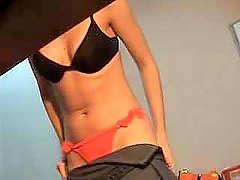 Beautiful babe in red panties has got unbelievable desirable body voyeur video #4